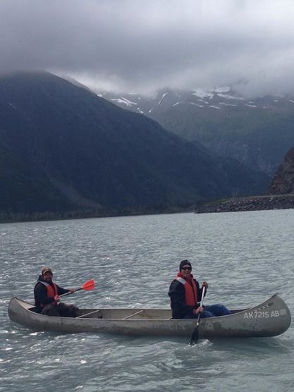Next day we dropped James and John off at Portage Glacier to test out the canoe.  Due to the river that they channeled into being pretty shallow their trip ended a little sooner than they had hoped.